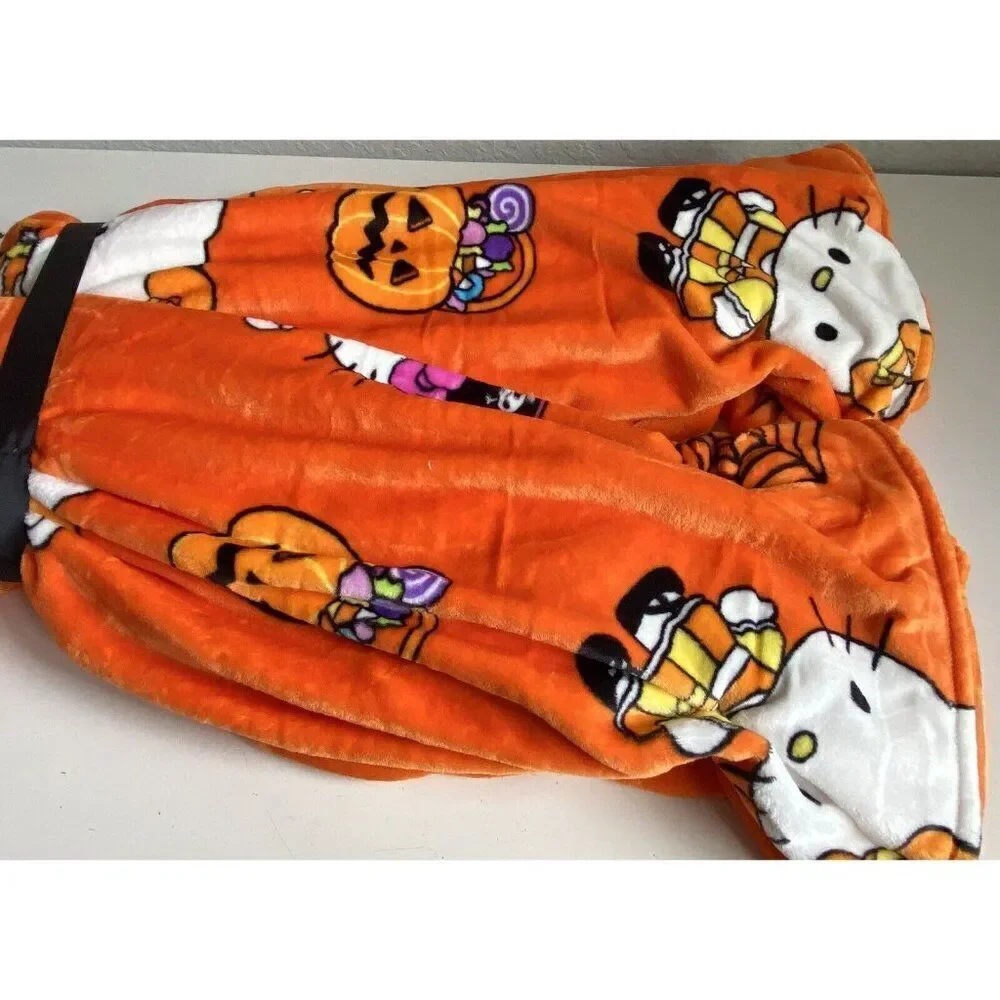 2 Pack Hello Kitty Halloween Throw Blankets Orange Web Pumpkin Pirate Candy Corn